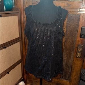Black Sequin Sleeveless Top